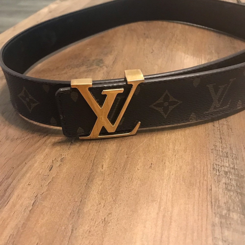 Louis Vuitton Black and Gold Monogram Belt